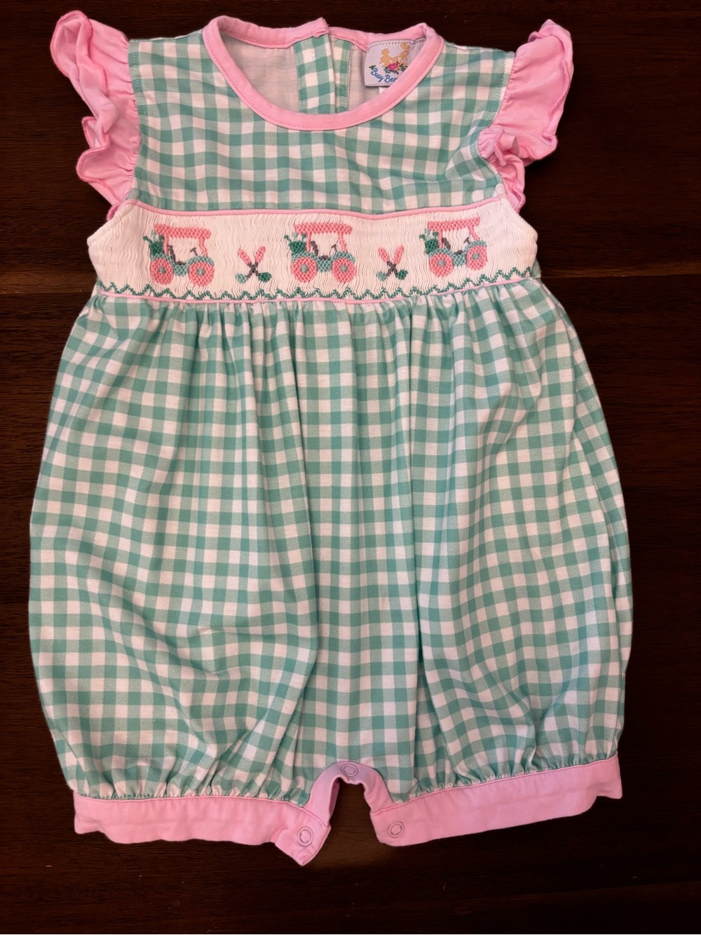 Gingham Smocked Baby One-Piece